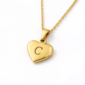 Lunea halskæde hjerte C vandfast forgyldt stål 163054